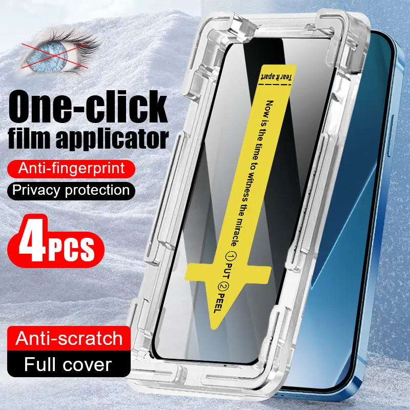 4Pcs Protective Film For iPhone 16 Plus 15 Pro Privacy Glass Smartphone 14 Pro Max Screen Protector 13 12 11 Tempered Glass