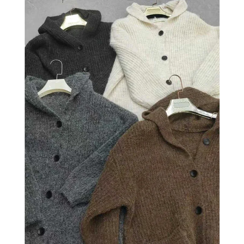 المرأة سترة البلوزات معاطف مقنعين منتصف طول معطف جاكيتات لاعبا Y2k الشارع الشهير أنيقة متماسكة عادية فضفاض الخريف الشتاء #2