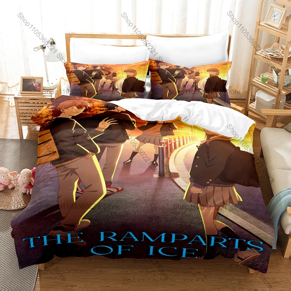 Ice Castle Warrior Character Pattern 3 In 1 Bedding Set Quilt Cover With Two Pillowcases Medieval Fantasy Home Bedroom