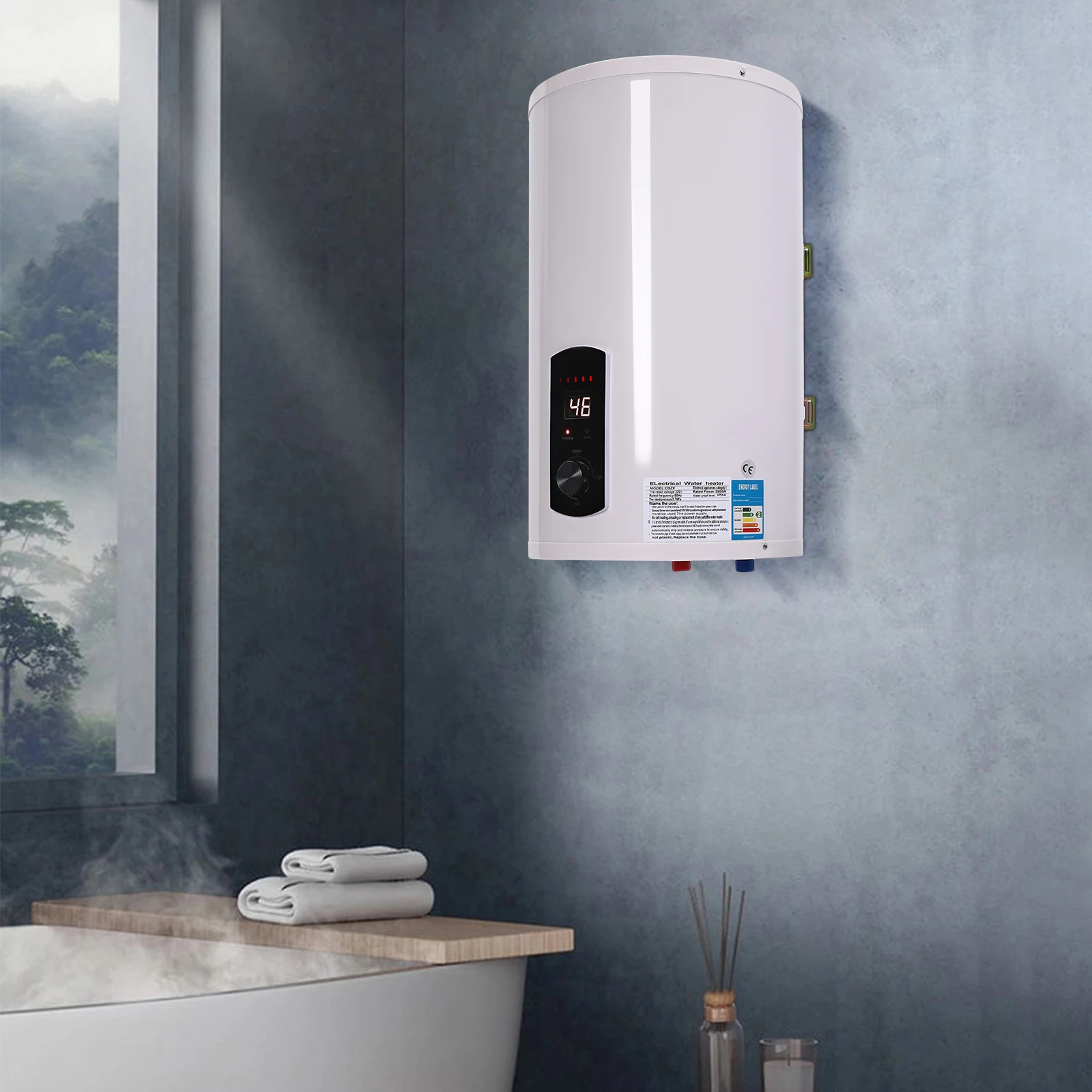 2KW 50L/80L Elettrico Verticale Display Digitale Scaldabagno Caldaia Serbatoio Standard UE per Cucina Bagno