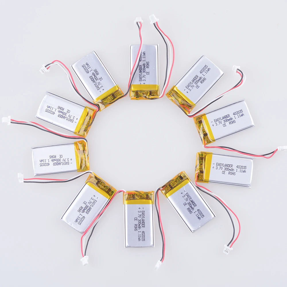 

10pcs/Lot 3.7V 250mAh 402035 Lithium Polymer LiPo battery with JST for Handheld GPS Mp3 smart dash camera DVR 042035