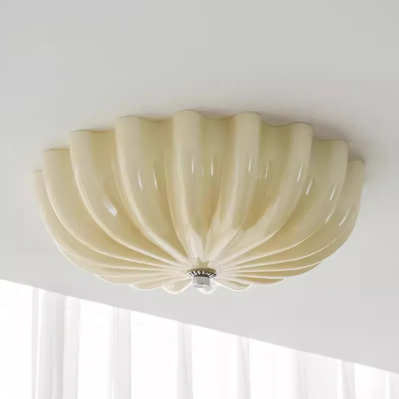 

Modern simple medieval cream style bedroom ceiling lamp children's room lamp French Bauhaus balcony study lamp
