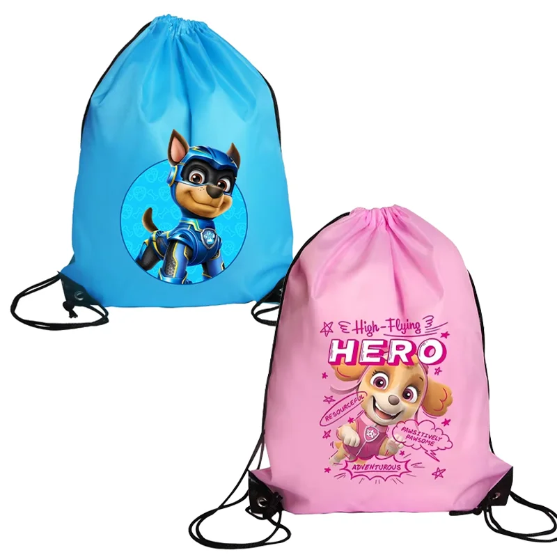 Bolsa con cordón de la patrulla canina, bolsas con cordón para niñas, ropa de piscina, almacenamiento de zapatos, bolsillo de embalaje impermeable, mochila rosa
