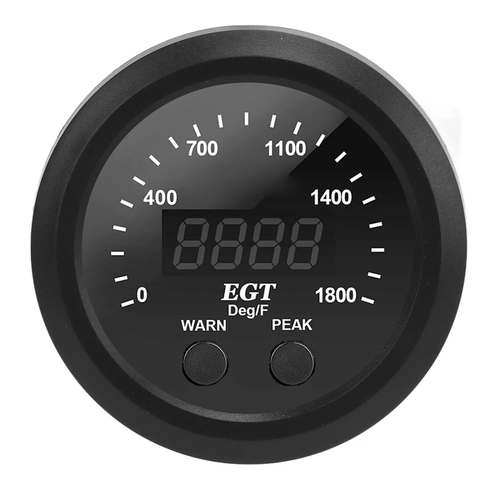 Car Exhaust Gas Temperature Gauge 2‑1/16in 52mm Ultra Thin 0‑1800℉ Red LED Universal with Sensor