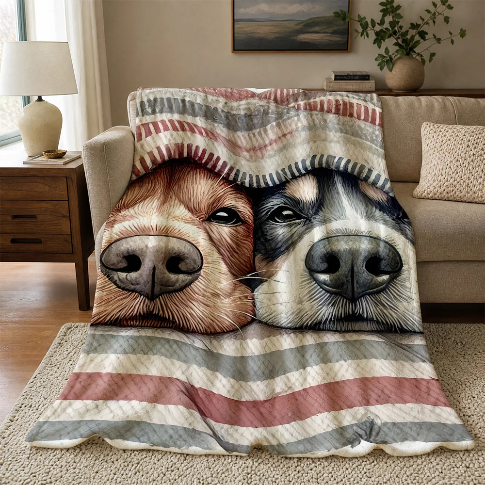 Cute Dog Pair Throw Blanket for Couch Pet Lovers Cozy Home Decor Gift Idea