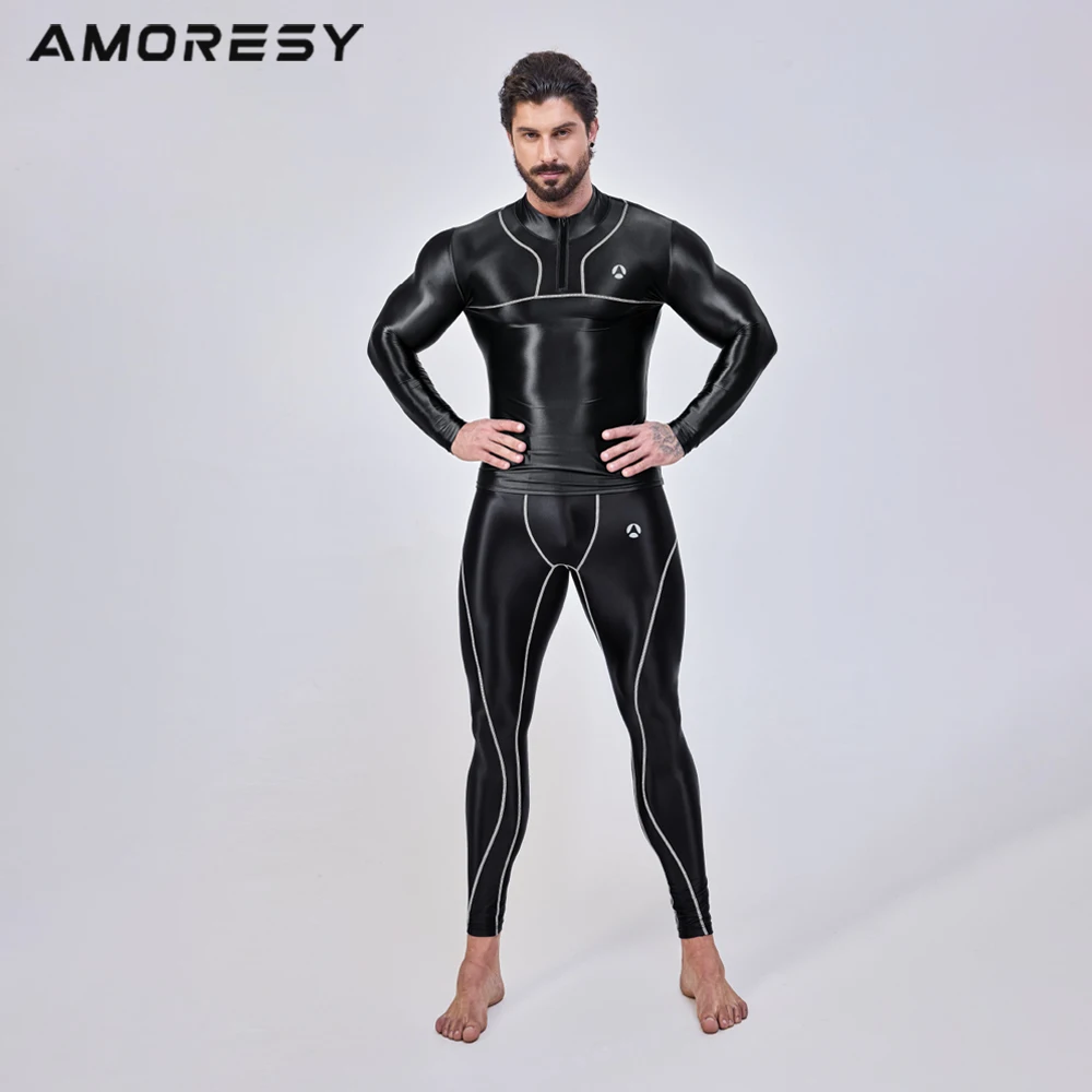 Top sportowy i legginsy z długim rękawem AMORESY z serii Jupiter są oddychające i odprowadzające pot podczas biegania.