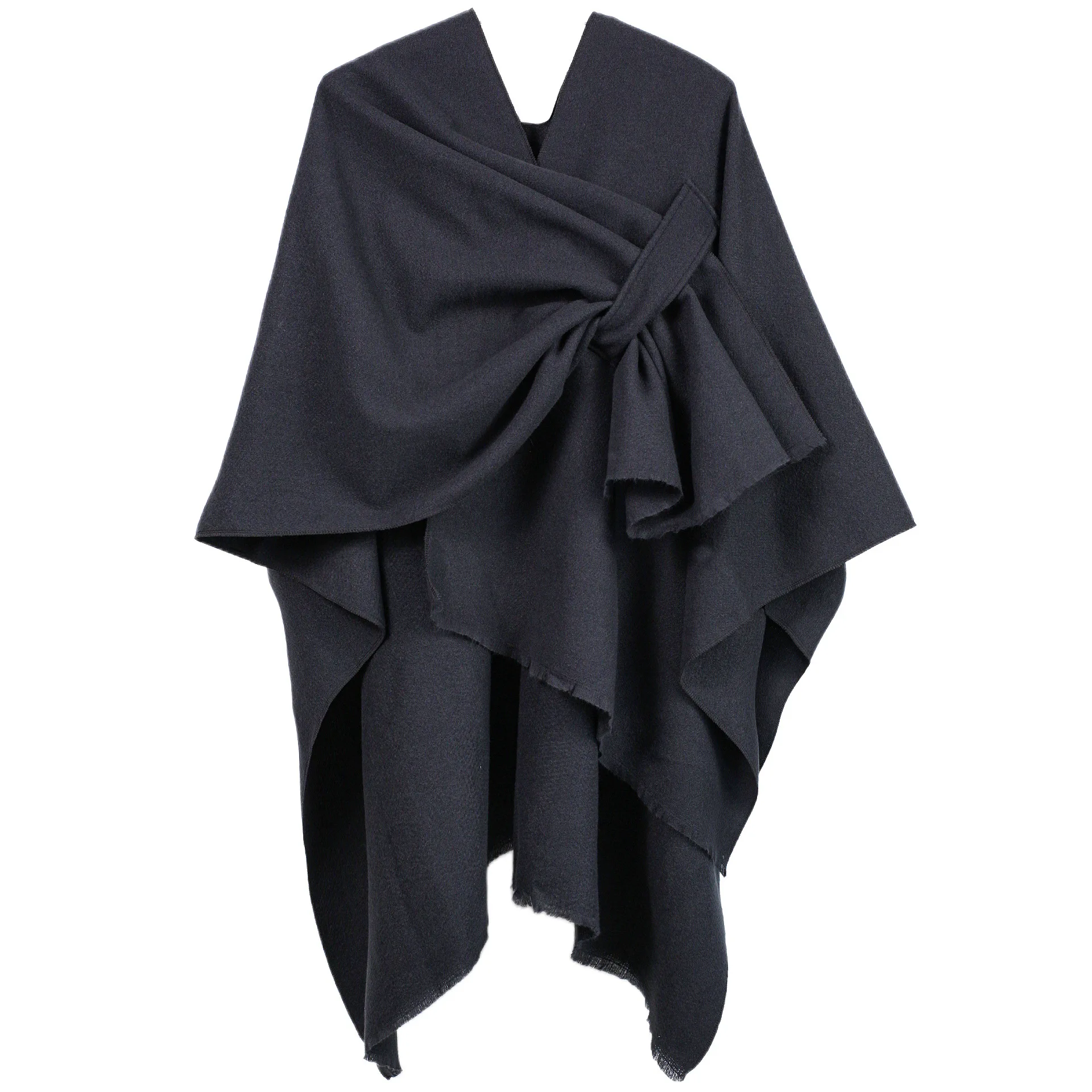 เสื้อคลุมโอเวอร์ไซส์แบบเปิดด้านหน้าสำหรับผู้หญิง มีรอยผ่า สีพื้น ไซส์ใหญ่ แฟชั่นฤดูใบไม้ผลิ-ฤดูใบไม้ร่วง 2024