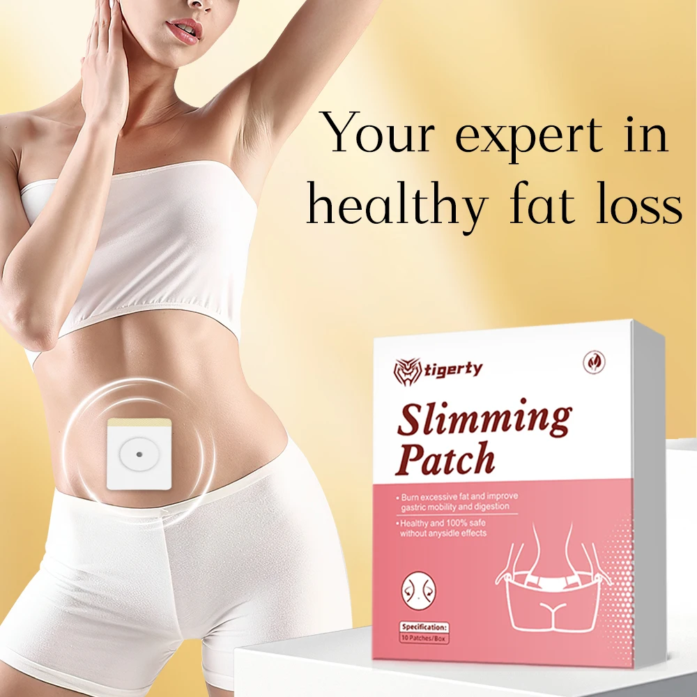 Tigerty Natural Slimming Patches 10pcs Herbal Body Detox Plant-Based with Guarana & Green Tea for Metabolism Boost & Weight Mana