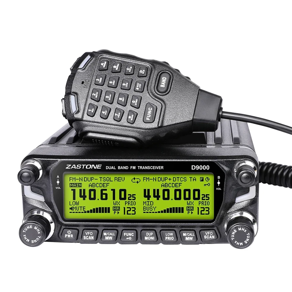 2025ZASTONE D9000 Car Walkie Talkie Dual Band Car Two Way Radio 50W Mobile Radio Detach Panel Aviation Frequency Band AM 128MHZ