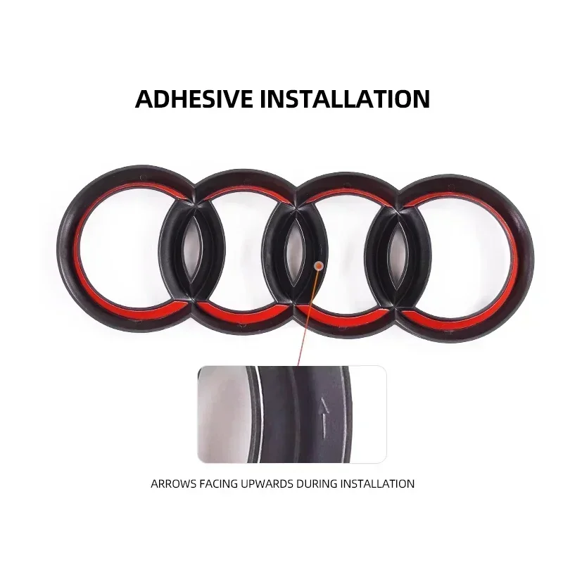 ABS أربعة حلقة لأودي A3 A4 A5 A6 A7 A8 Q3 Q5 Q7 Q8 اكسسوارات السيارات شعار السيارة غطاء الجبهة مصبغة شارة الخلفية جذع شعار مائي #6