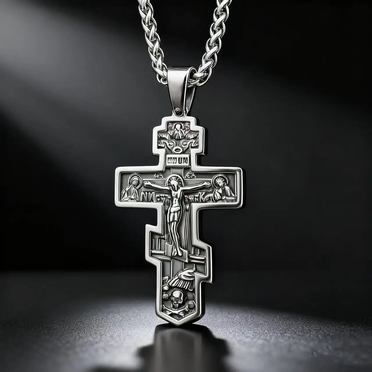 

YQ 316L Stainless Steel Orthodox Cross Jesus Pendant Necklace For Men Jewelry Religious Vintage Accessories