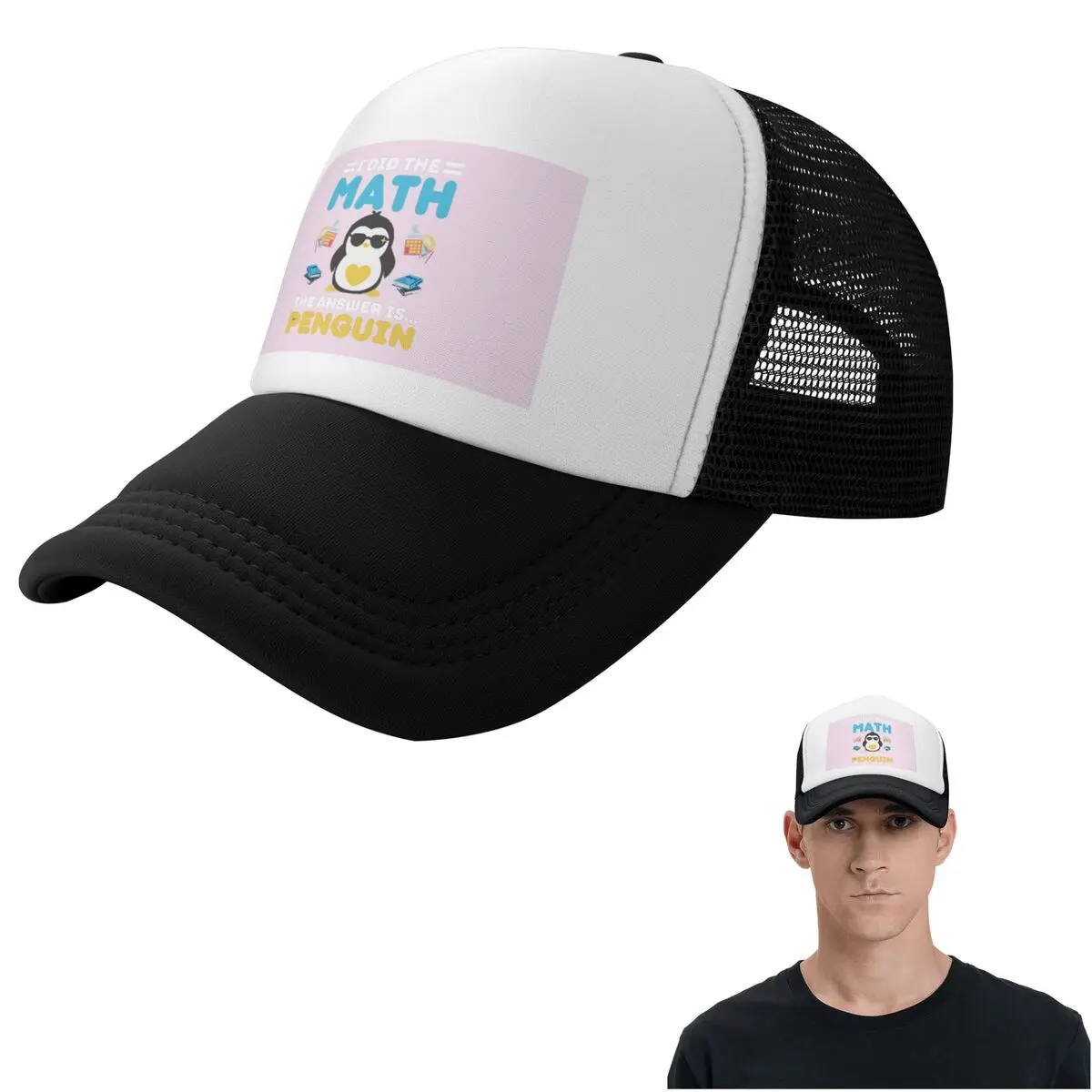 Humor Mathematics, Penguin Lover 2 Cap Casual Mesh Baseball Caps Adjustable Hat Hip Hop Summer Unisex Baseball Hats