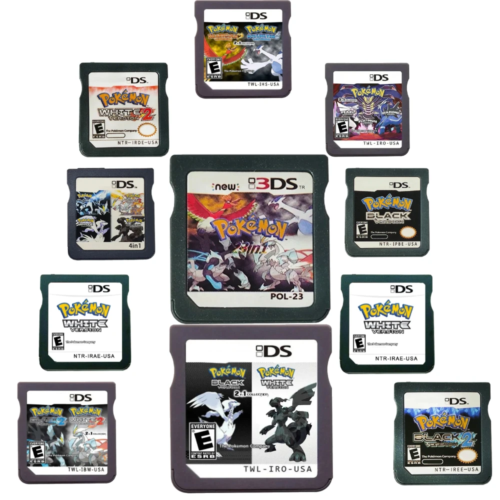 DS Video cHeartGold SoulSilver أسود أبيض لـ NDS/2DS/3DS/NDSL