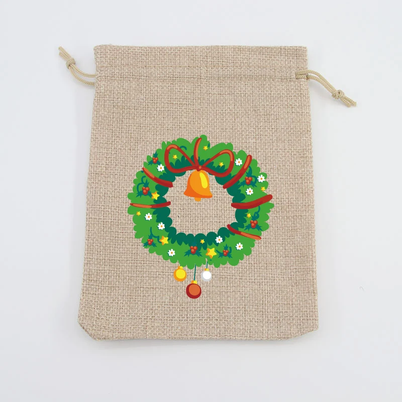 5Pcs/Lot Natural Jute Bags 10x14 13x18cm Christmas Drawstring Pouches Gift Bag Nice Candy Bracelet Jewelry Packaging Bags