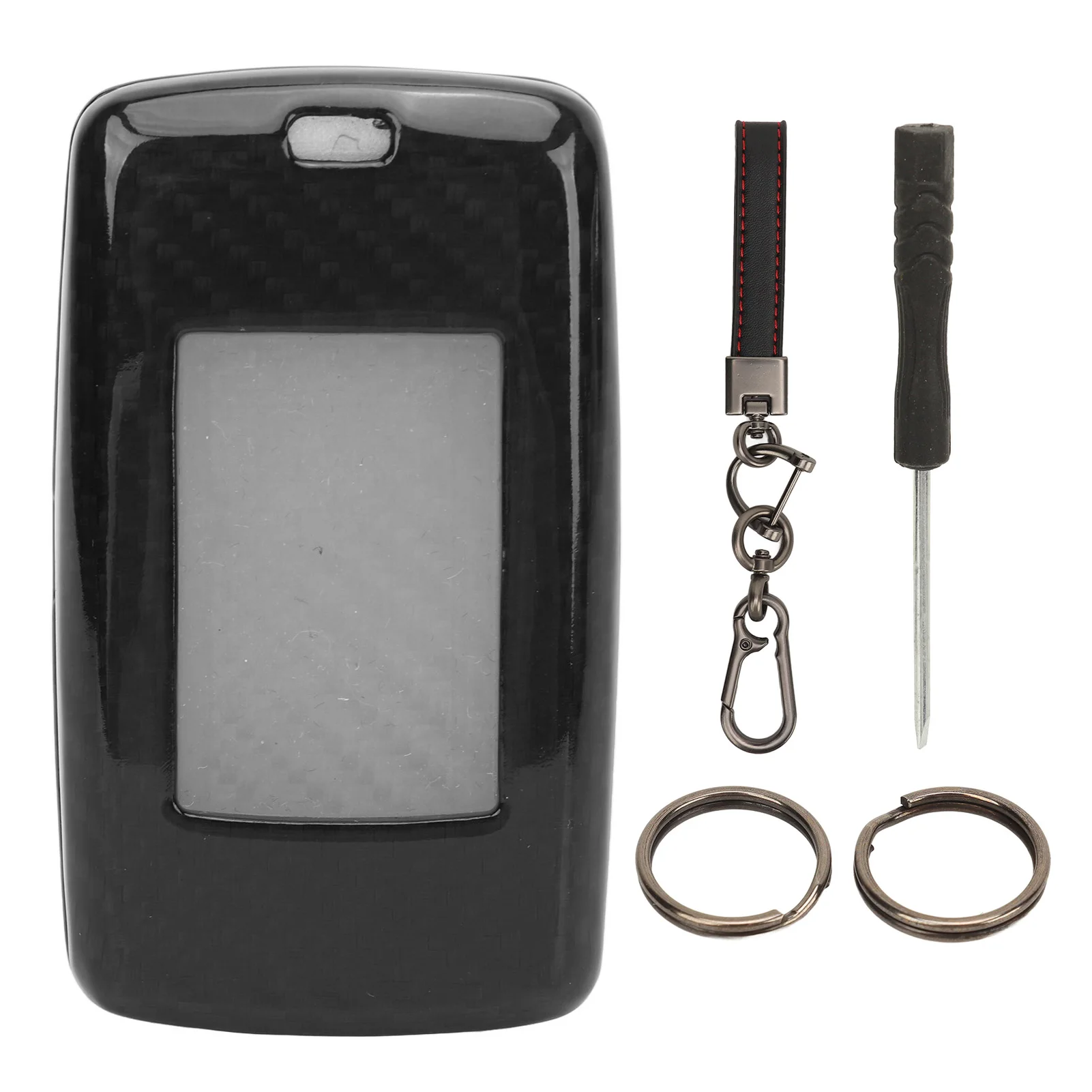 

Car Key Fob Cover Carbon Fiber Remote Key Case With Keychain For Range Rover L405 Sport L494