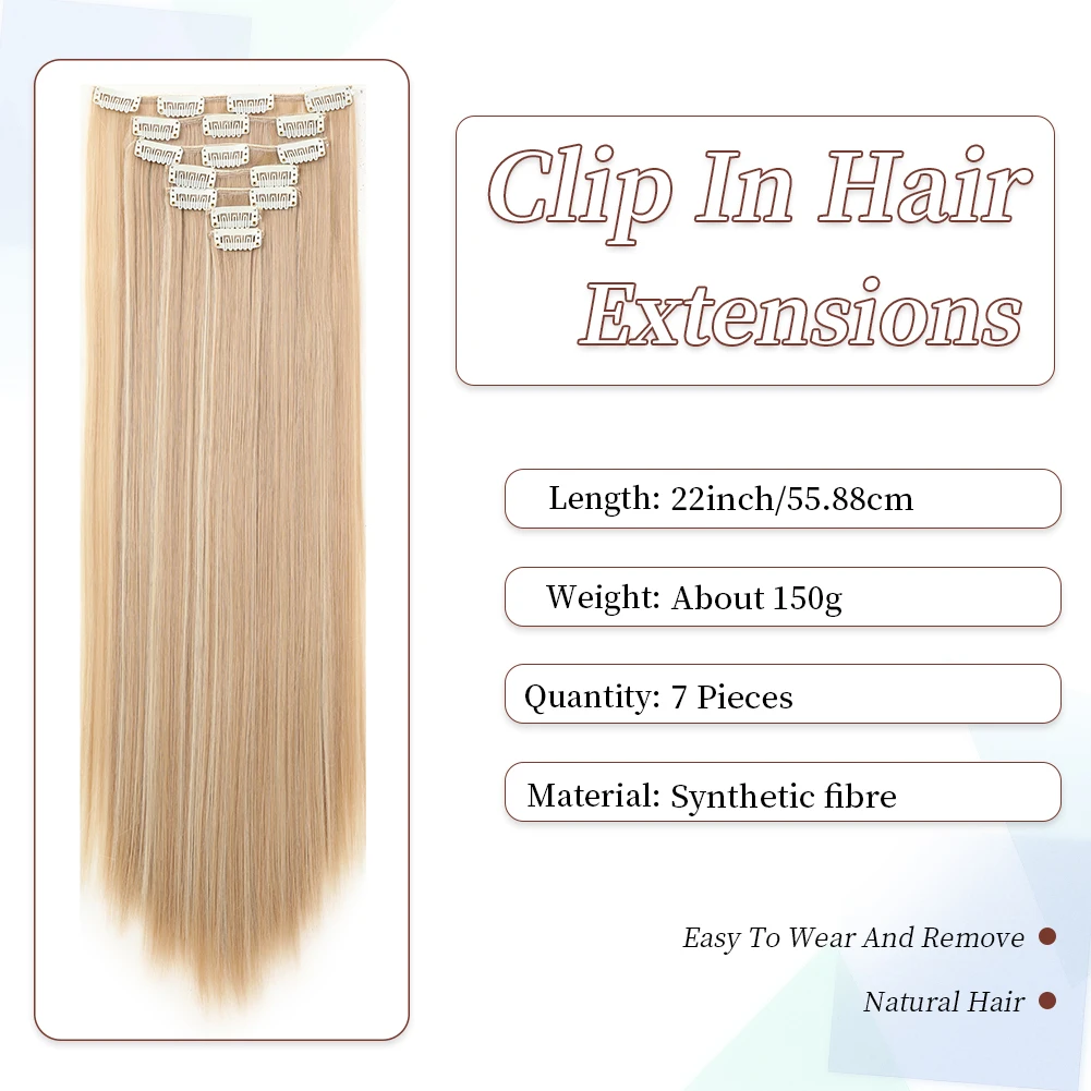 Clip in Hair Synthetic Extensions, 7 PCS Natural & Soft Hair & Blends Well Hair Extensions22