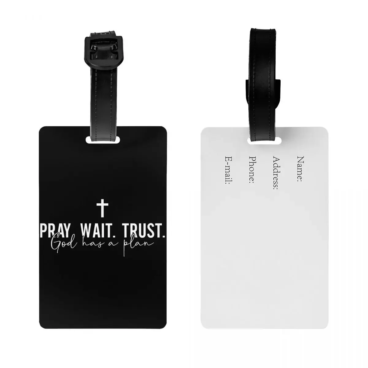 Pray Wait Trust Luggage Tags for Suitcases Christian Quote Privacy Cover ID Label