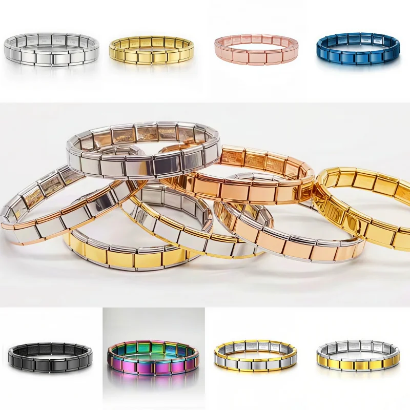 

Italian Charm Bracelet High Quality Stainless Steel 9mm Width Elastic Creative Bracelet Making DIY Men Women Bangle Jewelry
