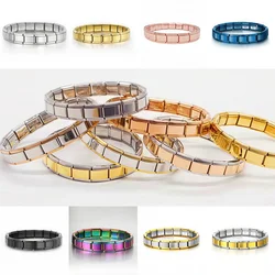 Italian Charm Bracelet High Quality Stainless Steel 9mm Width Elastic Creative Bracelet Making DIY Men Women Bangle Jewelry