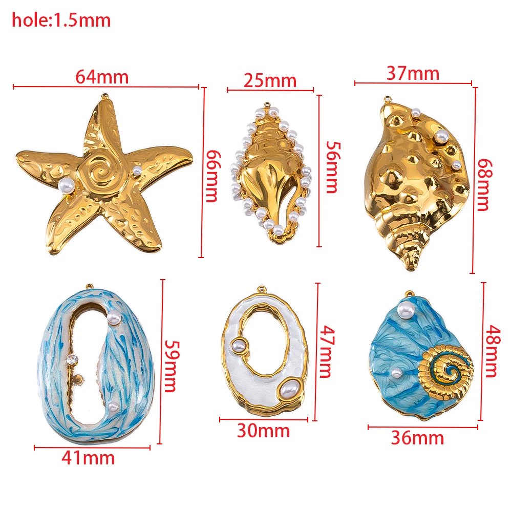 1pc Stainless Steel Big Shell Starfish Conch Charm Pendant for DIY Earrings Necklace Jewelry Making Supplies view 4