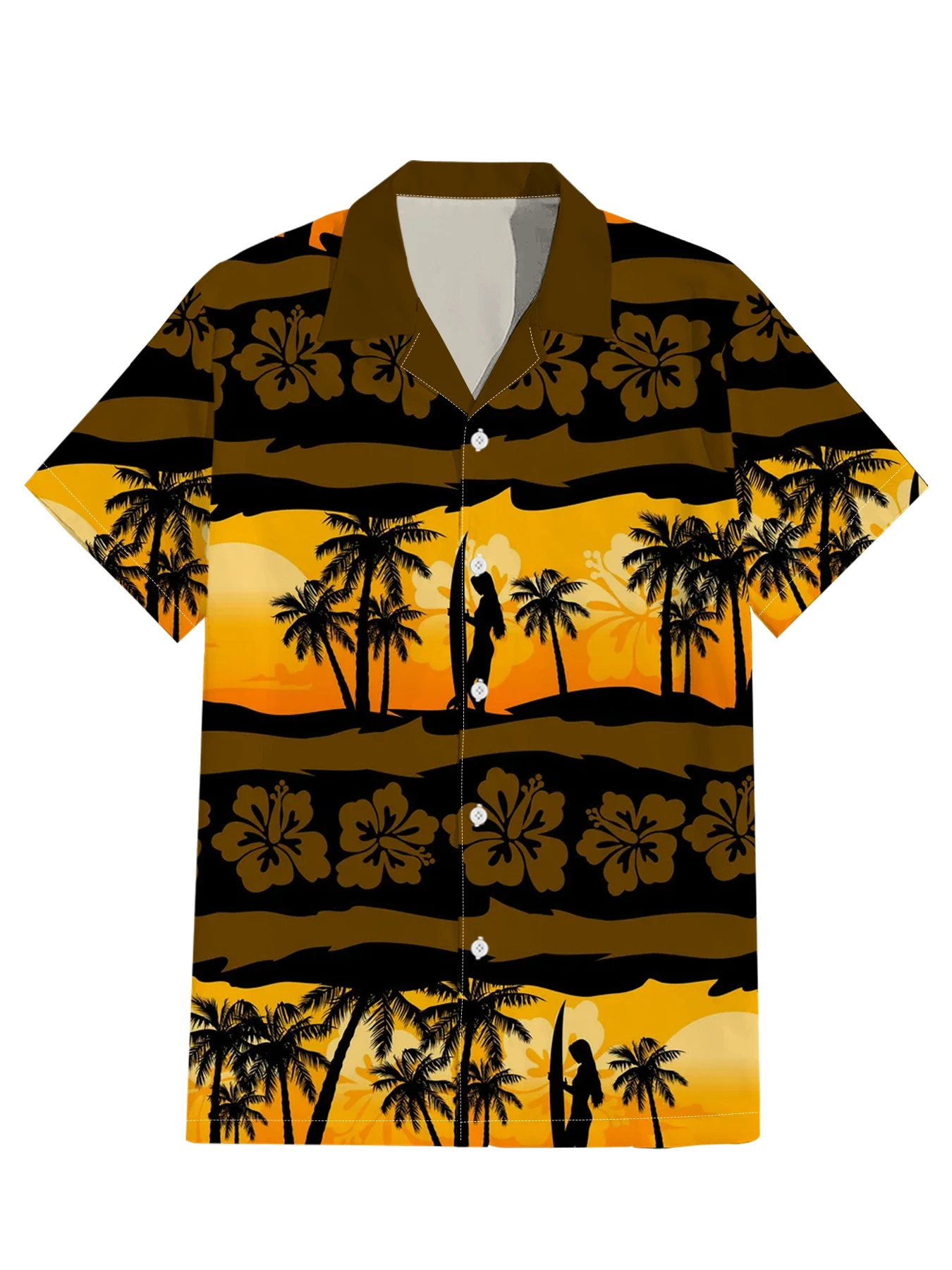 Camisa havaiana masculina com gráfico de coco impresso em 3D, camisas de botão, tops de manga curta, roupas de férias na praia