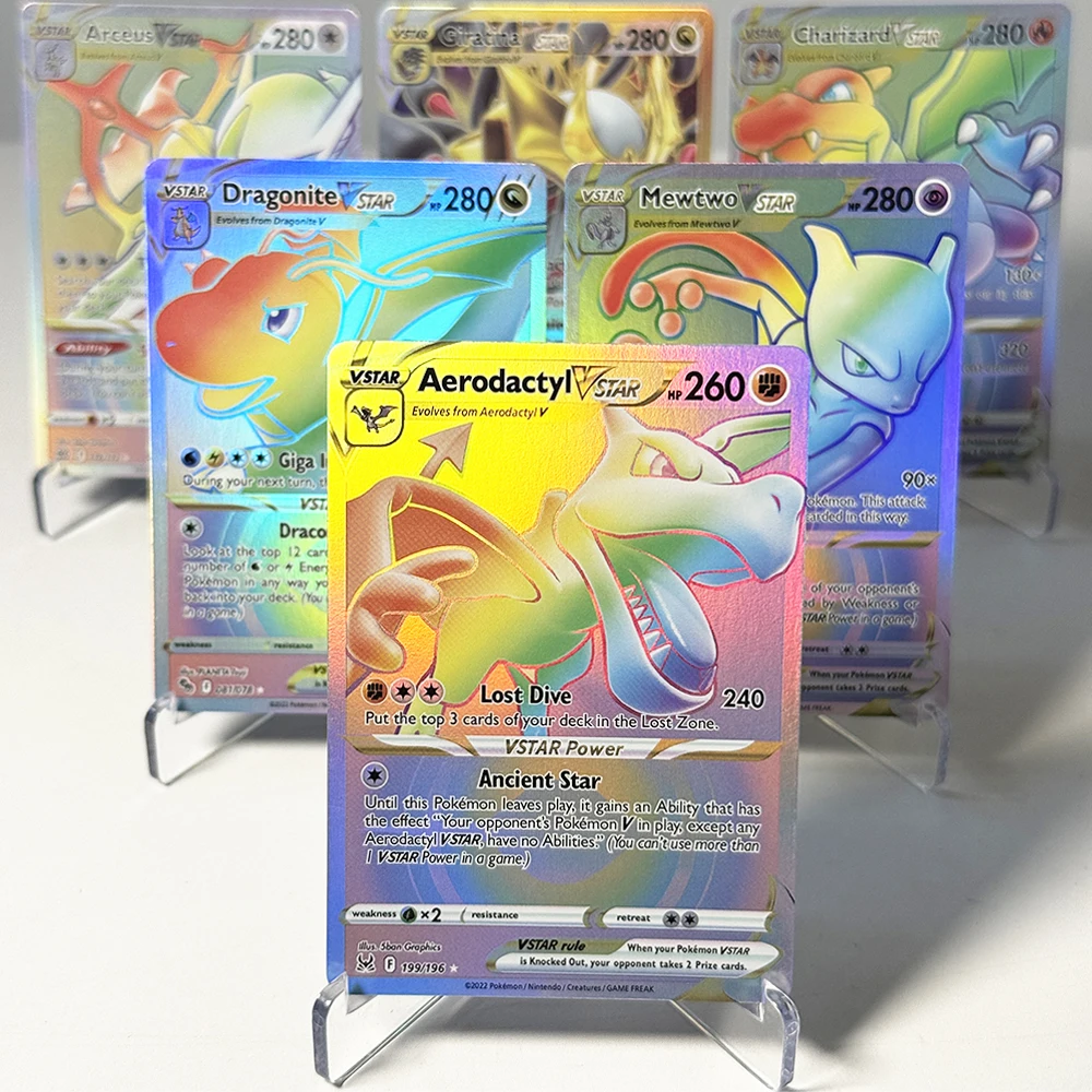 

PTCG VSTAR Series Foil Proxy Game Rare Cards Aerodactyl /Alolan Vulpix/Arceus/Charizard/Dragonite/Giratina/Lugia/Mewtwo/V STAR
