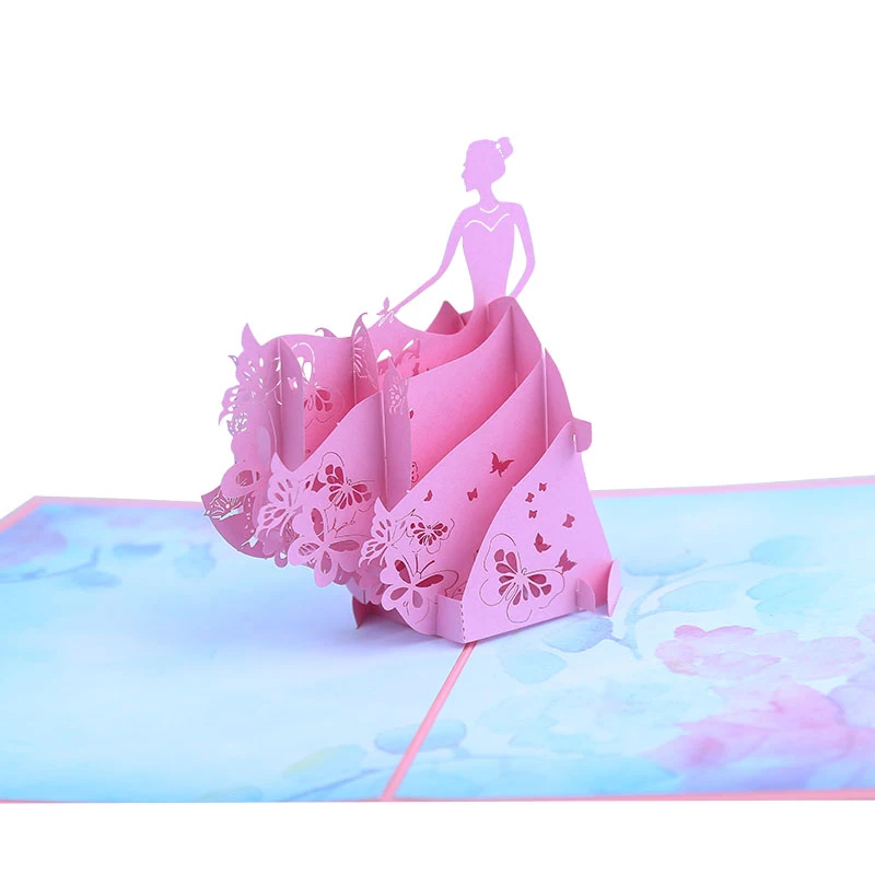 3D Princess Pop Up Birthday Card, Daughter, Girlfriend, Wife, Butterfly, Balloon Party Invitation, Anniversary, Thank You, Gifts