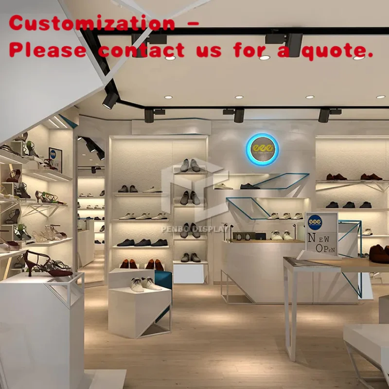 

custom.Luxury Large Footwear Shop Interior Design Ideas Sports Shoes Showcase Wall Shelf Customized Shoe Store Display Racks