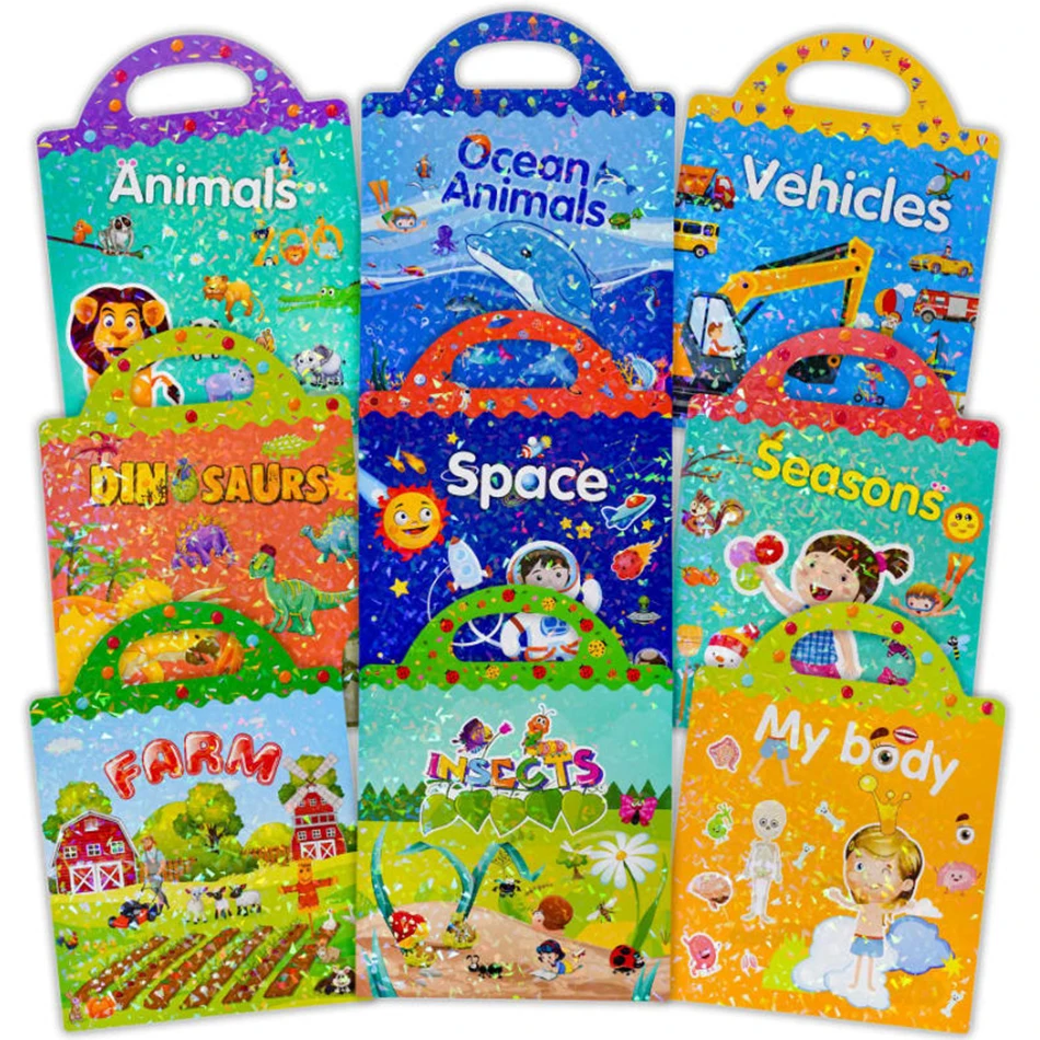 

Children Portable Quiet Busy Paste A Book DIY Reusable Sticker Books Multi-scene Bubble Sticker Jelly Paste Sticker Toys