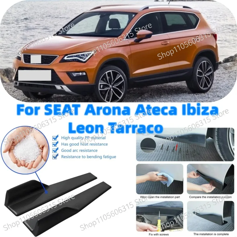 48cm Rear Bumper Splitter Apron Spoiler Side Skirt Extension Lip For SEAT Arona Ateca Ibiza Leon Tarraco Car Styling Accessories