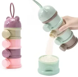 Milk Powder Box 4Layer Bear Style Portable Multiple Openings Cereal Cartoon Infant Baby Food Storag Box Toddle Snack Container
