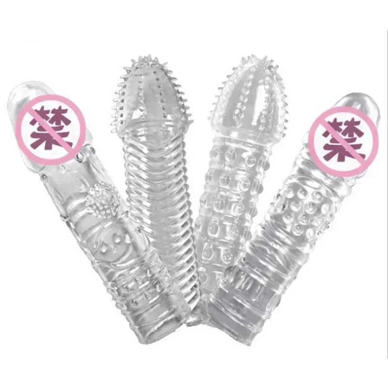 Extensions Condom Penis Sleeve Male Enlargement Men Delay Spray Clit Massager Cock Ring Vibrating Cover Adult Sex Toys 11.11