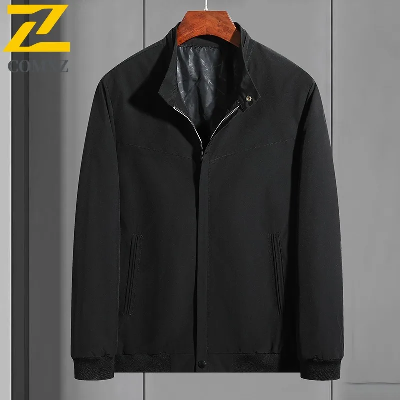 

COMXZ Повседневная мужская куртка с воротником-стойкой для работы на открытом воздухе, ветрозащитная мотоциклетная куртка, повседневный стиль, удобное легкое осеннее пальто