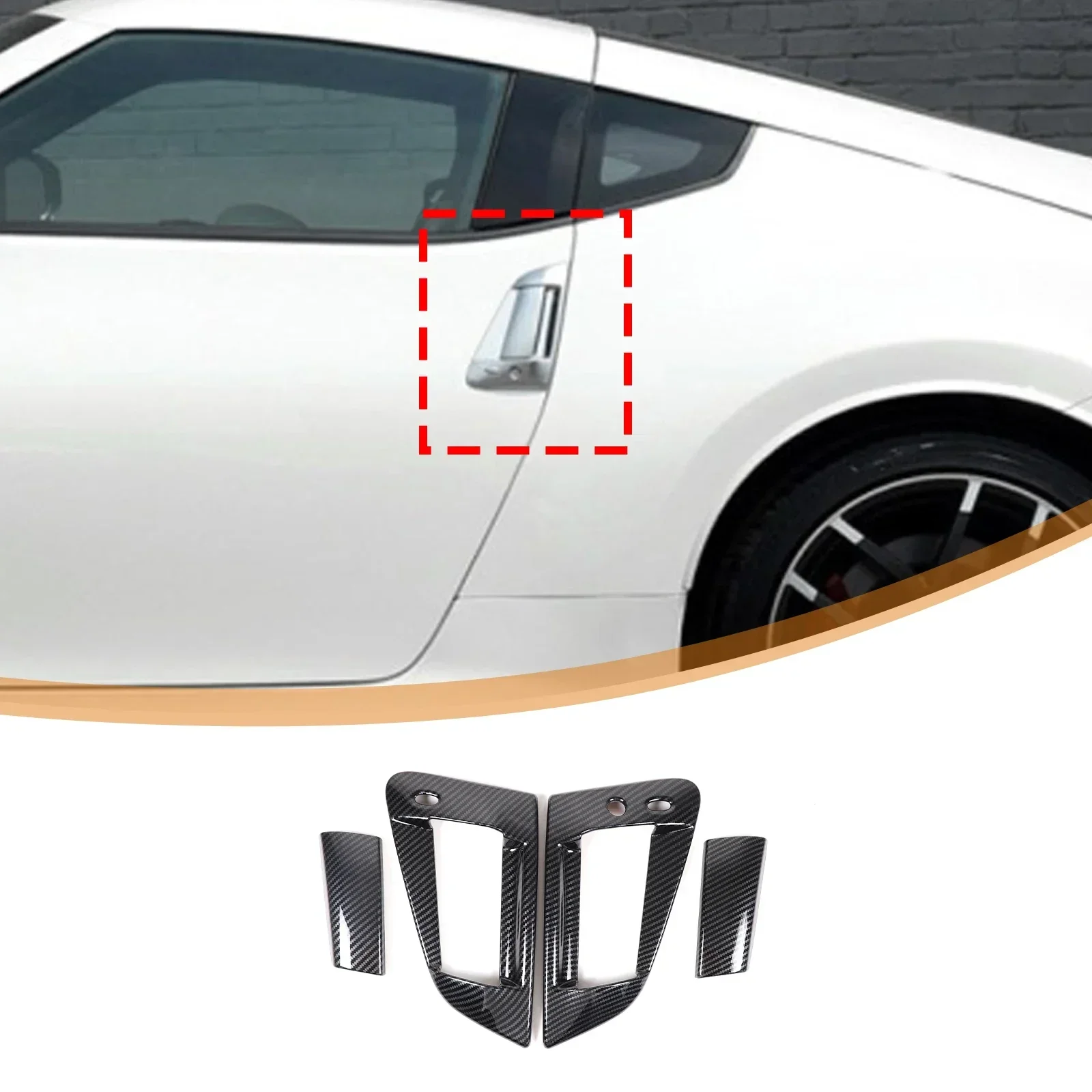 1 Set Car Exterior Door Bowl Handle Trim Cover Fit for Nissan 370Z 2009-2015 2016 2017 2018 2019 2020 Carbon Fiber Style ABS