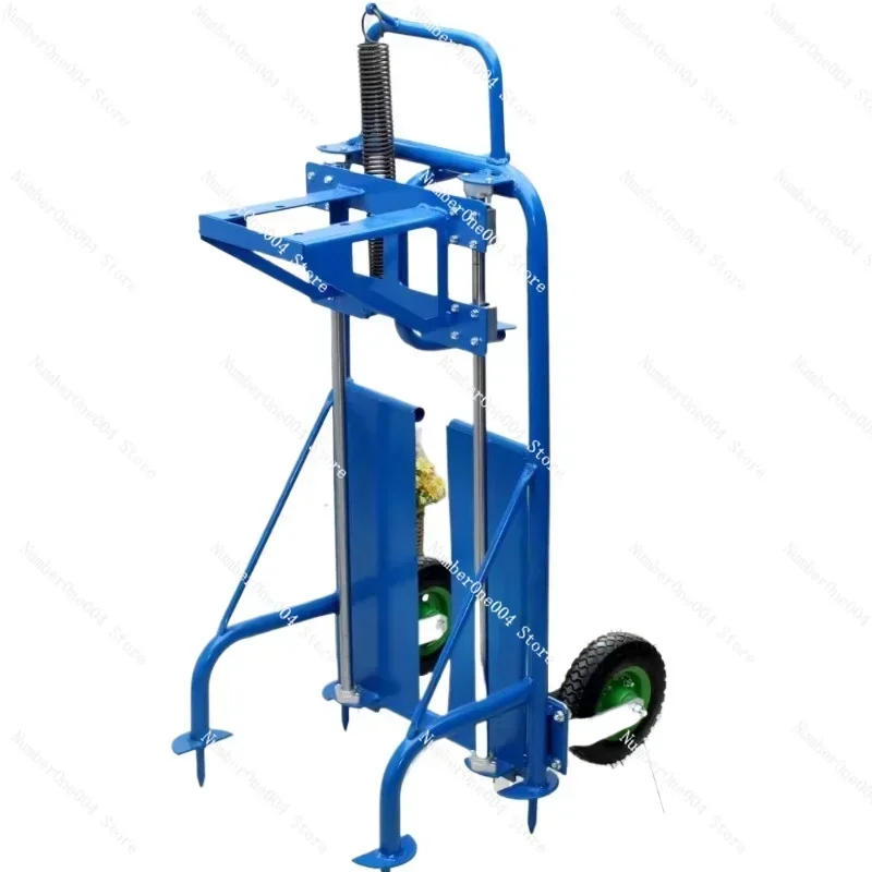 Dual‑Wheel Foot‑Press Earth Auger Stand, Agricultural Hole Digging Support Bracket for Small Planting Drilling Work