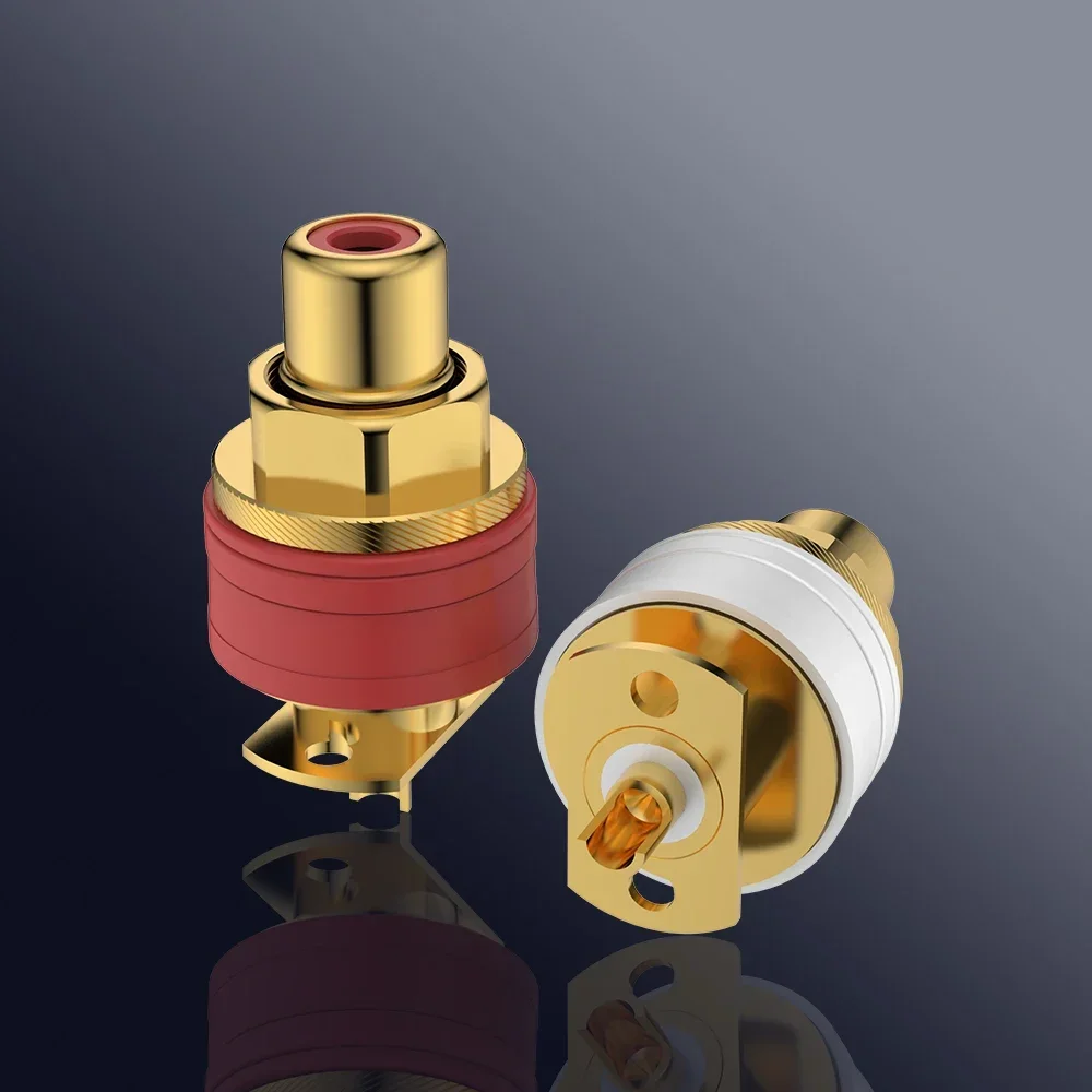 High Quality Viborg RC101G Pure Copper 24K Gold Plated RCA Socket Solder RCA Female Socket Hifi