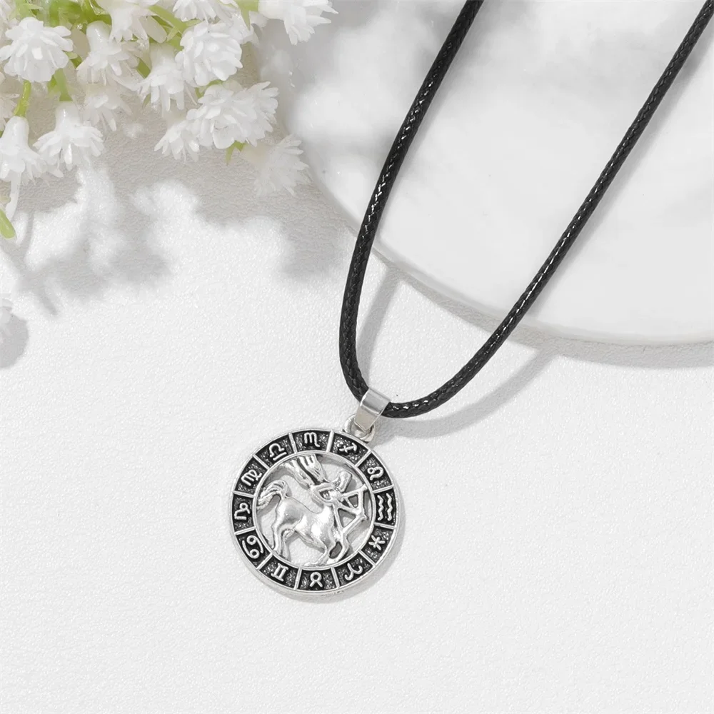 12 Horoskop Naszyjnik Dla Kobiet Mężczyzn Srebrny Kolor Baran Lew 12 Konstelacji Znak Zodiaku Naszyjniki Choker Prezent Świąteczny — zdjęcie 4