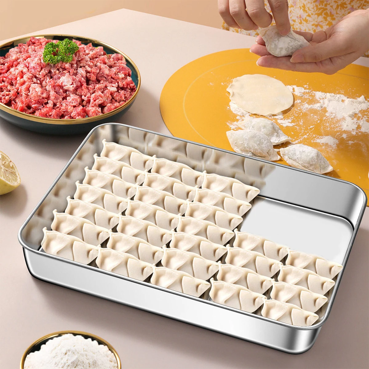 

1Pcs Practical Stainless Steel Food Grade Storage Containers with Sealing Lids Stackable Freezer Storage Boxes Baking Trays