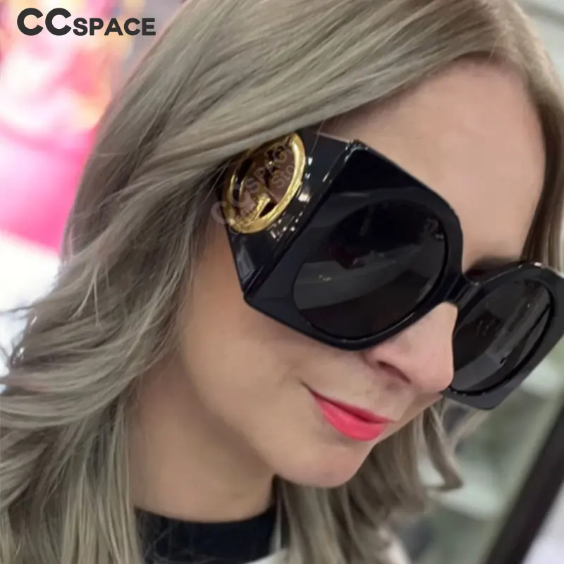 56764 Espejo parasol de arcoíris a la moda para mujer, diseño de marca cuadrado, marco de mariposa de gran tamaño, gafas de sol con patas huecas