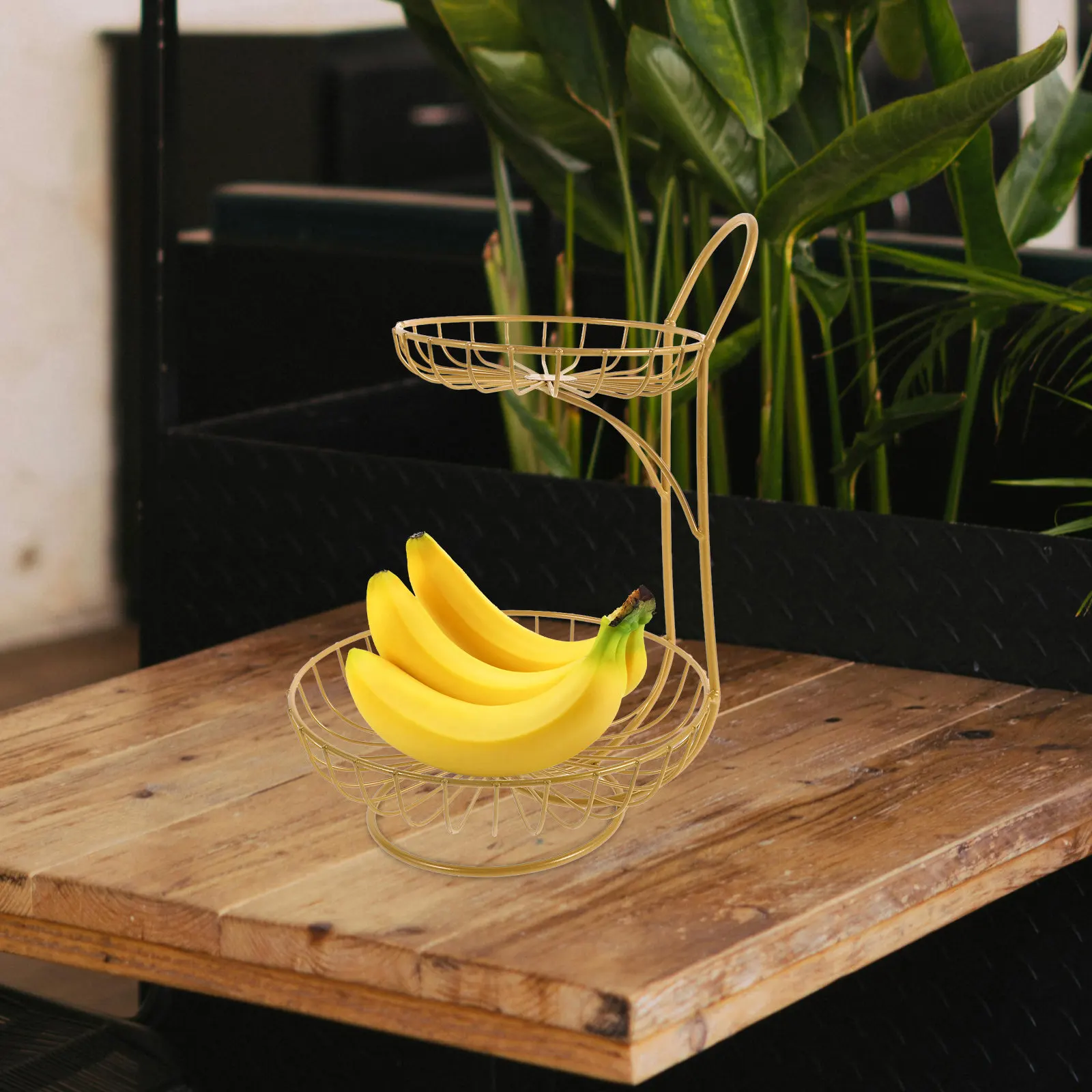 

Two-Tier Storage Rack Fruit Stand for Countertop Kitchen Dining Table Elegant Sand Finish Tiered Tray Fruit Holder