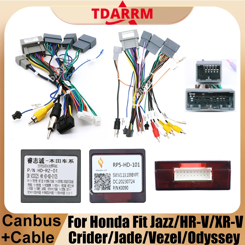 For Honda Fit Jazz/HR-V/XR-V/Crider/Jade/Vezel/Odyssey/Elysion Canbus box Wirng Harness Cable Car radio DVD Stereo Multimedia