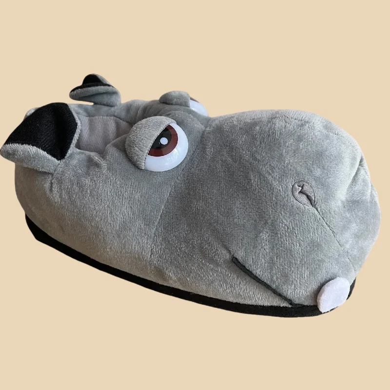 Cute Cartoon Hippo Slippers Full Covered Warm Winter Elephant Slides Indoor Bedroom Animal Pattern Shoes For Man Woman