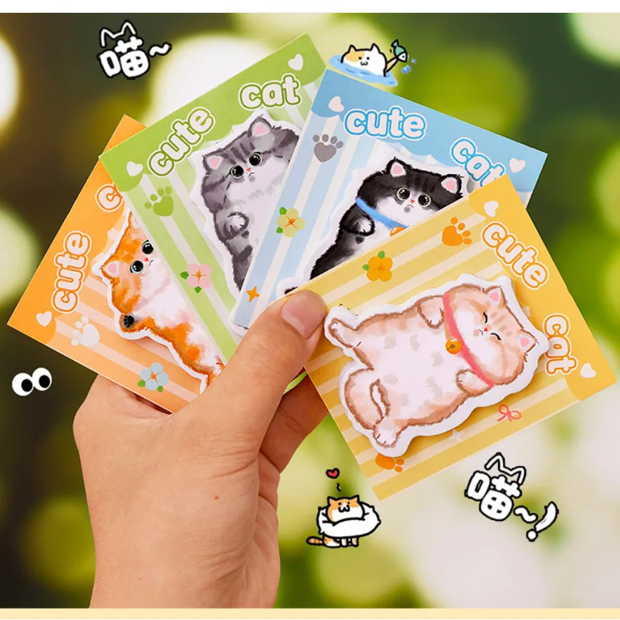 ملاحظات لاصقة على شكل حيوانات لطيفة، ملاحظات لاصقة على شكل قطة صغيرة هدية للأطفال، مكتب عمل، طالب المدرسة، زميل الأصدقاء، أدوات مكتبية