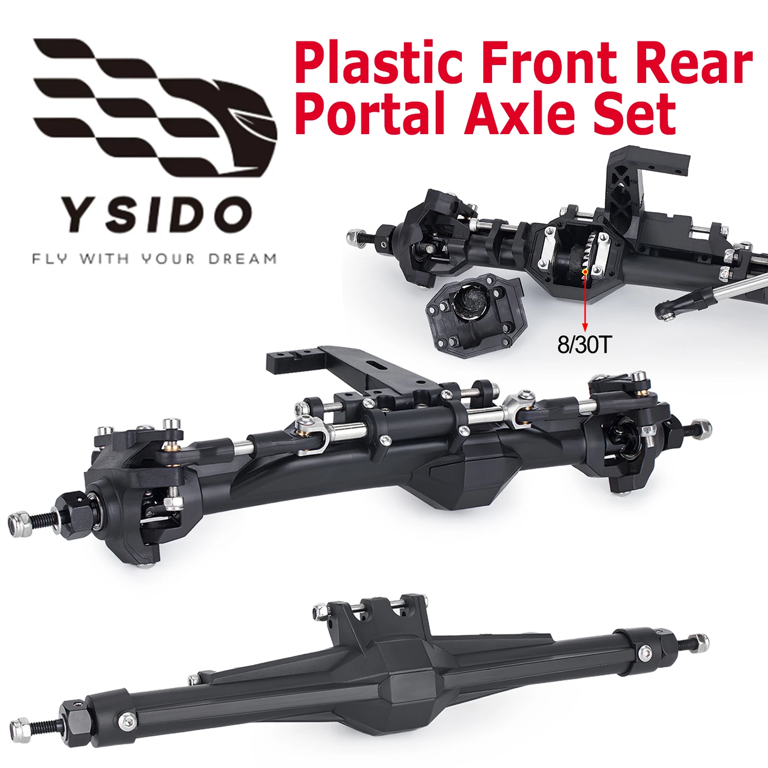 

Y​SIDO Plastic high-performance Complete Front Rear Portal Axle Set for 1/10 RC Crawler Vanquish H10 Optic Upgrade Accessories