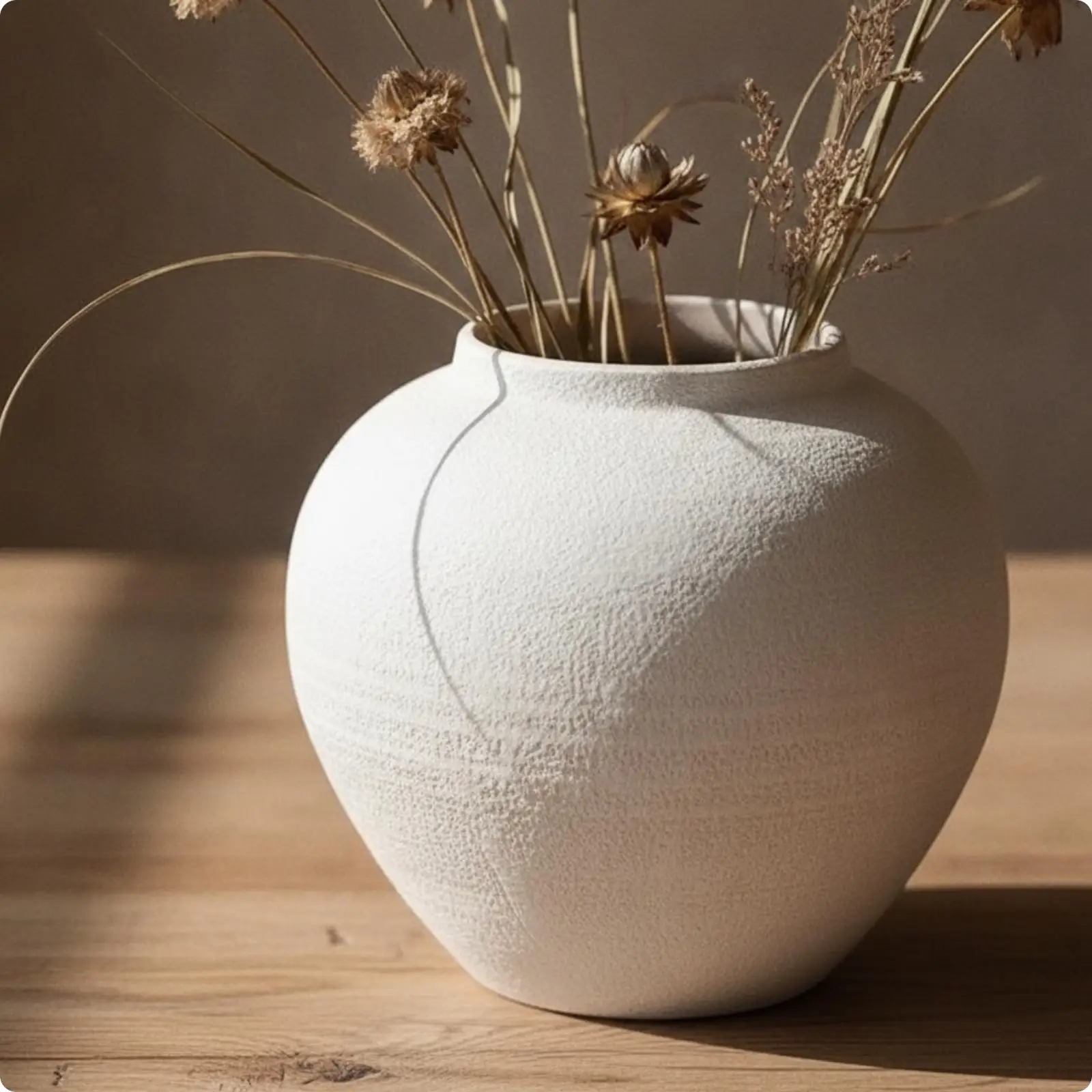 Ceramic Decorative Vase White Matte Floor Standing Vessel for Flower Arrangement Water Propagation Home Decor
