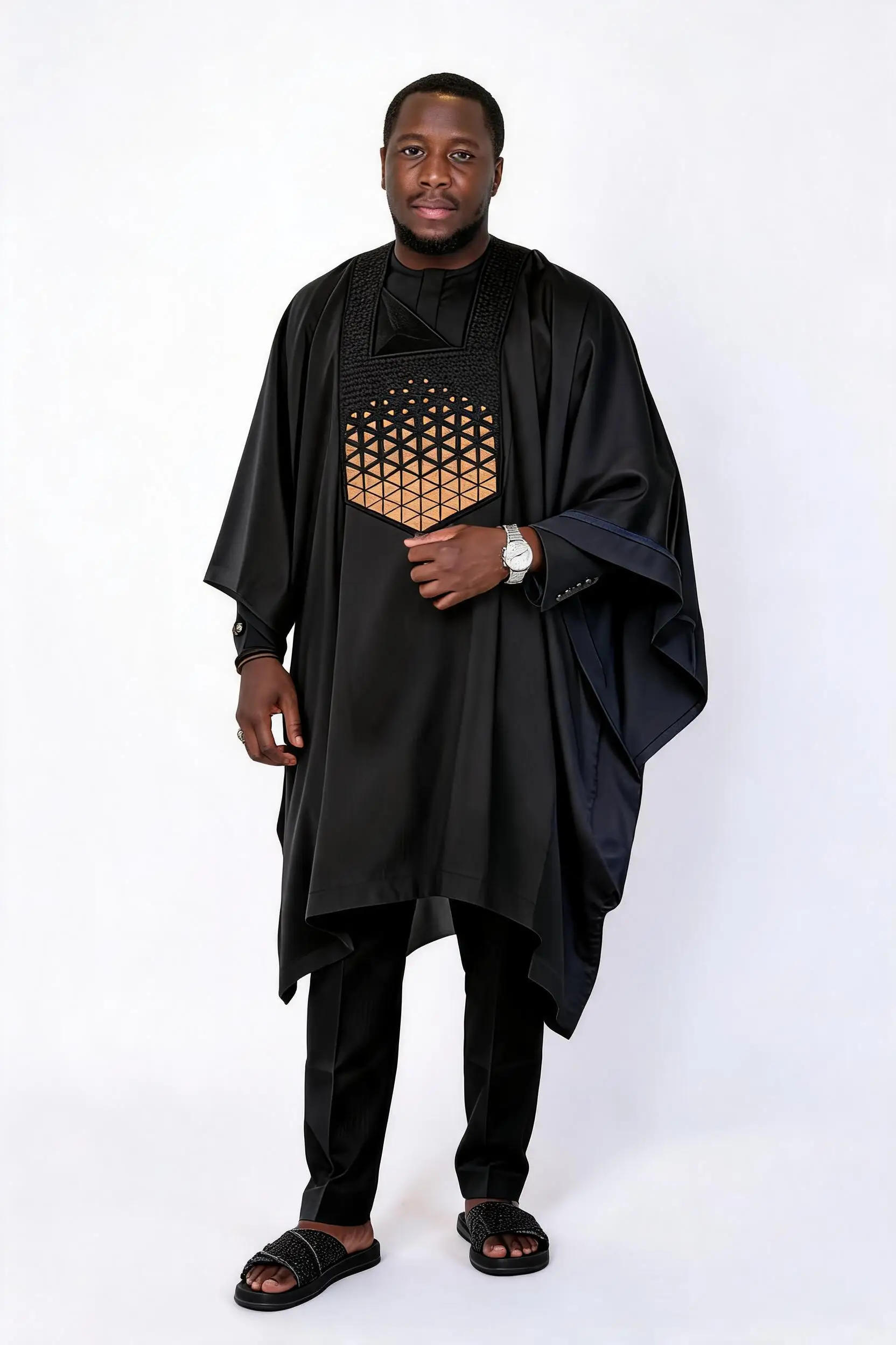 African Clothes For Man Bazin Riche Embroidery Design Top Long Sleeve