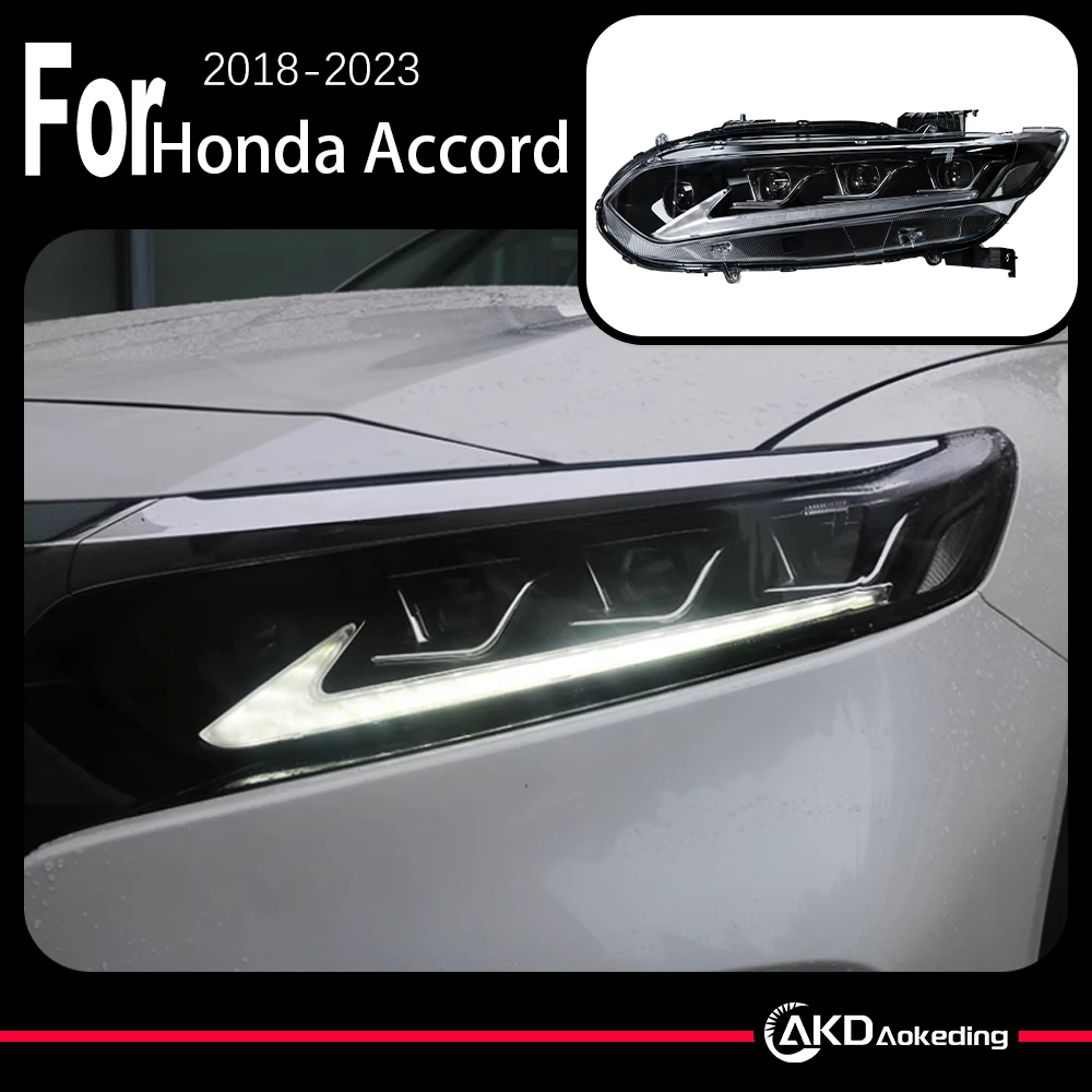 

Модель автомобиля AKD, головной светильник для Honda Accord 2018-2023, модифицированные светодиодные лампы, фары DRL, двойной проектор, подтяжка лица
