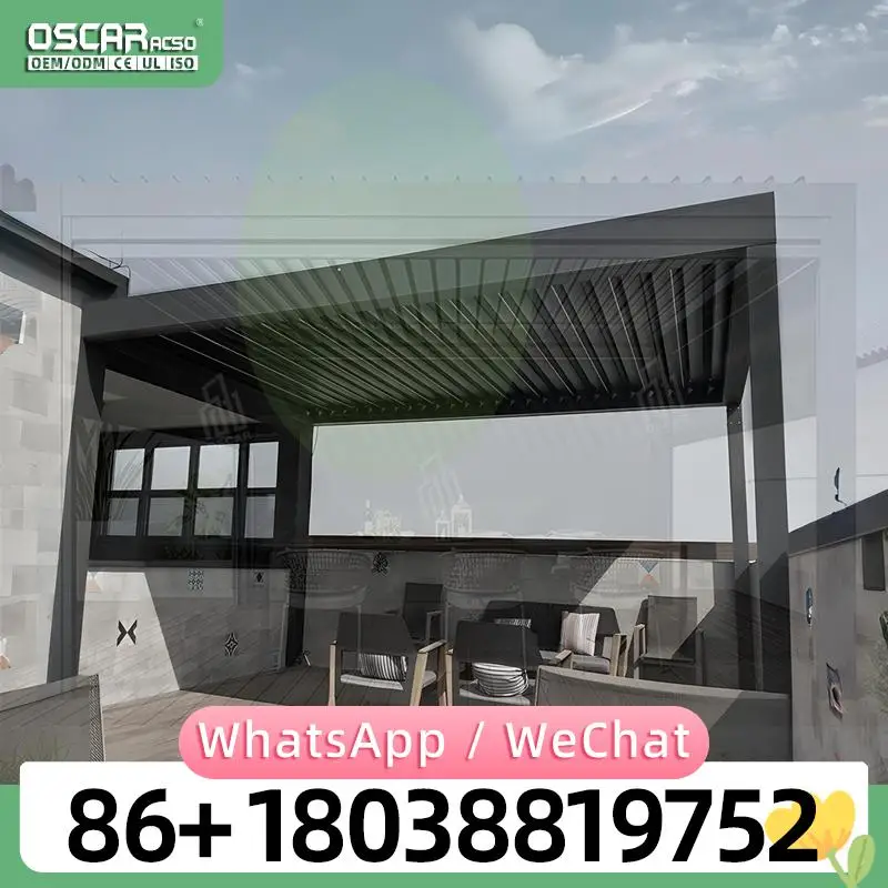Garden Backyard Room With Manual Roof Opening Closing High Winds Blinds Aluminum Pergola for Outdoor Patio and Deck pergola