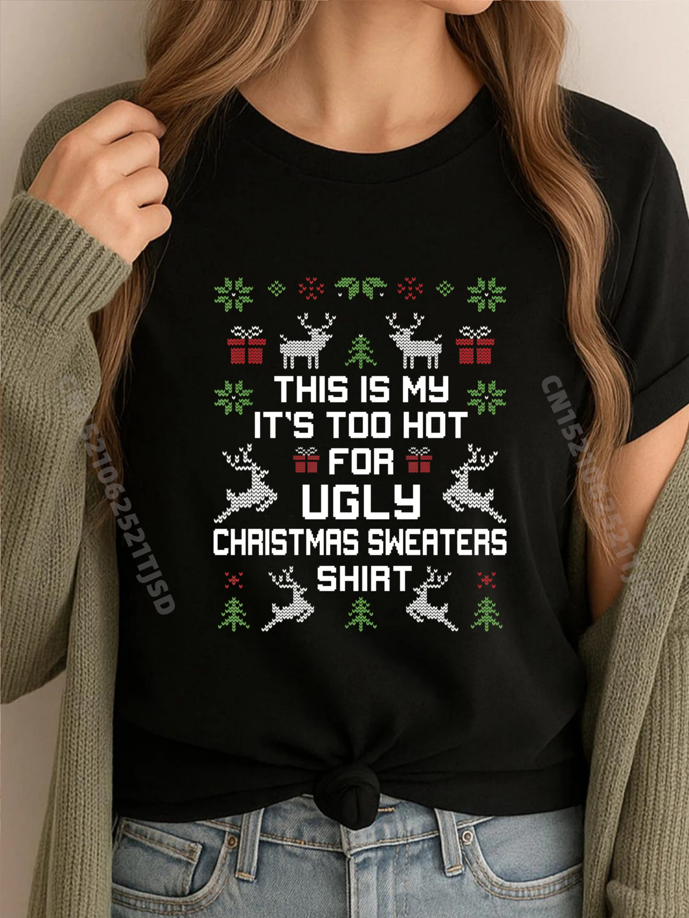 

Too Hot For Ugly Christmas Xmas Белая футболка Женская и мужская футболка на заказ Camisa