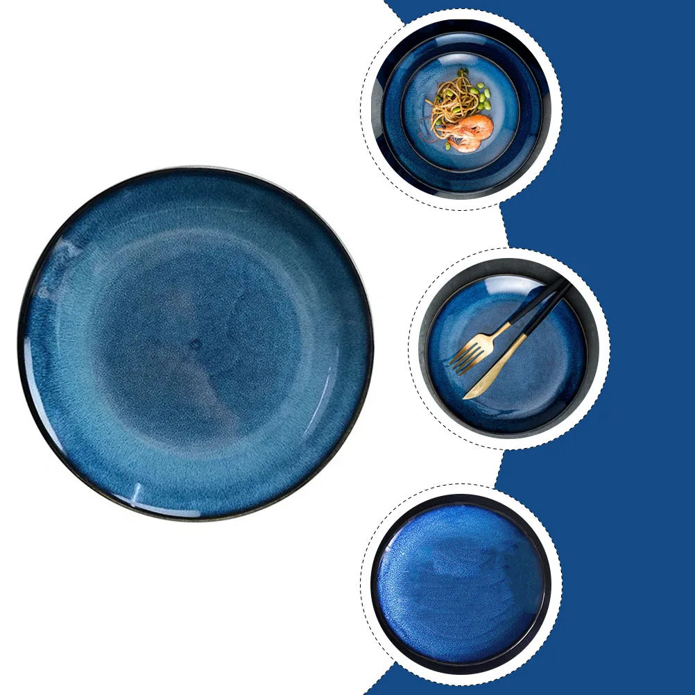 

Tray Meat Serving Food Plate Dining Plates Appetizer Blue Ceramic Snack Sorting